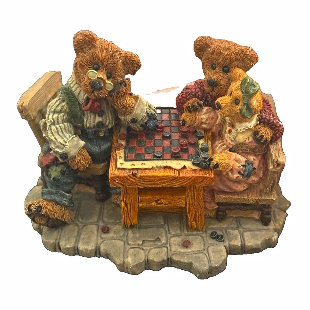 Boyds Bears Bearstone Grenville w/ Matthew & Bailey Resin Figurine 2281 Table